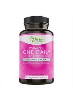 Pure By Nature One-Daily Multivitamin for Women, Immune Support Supplement with Non-GMO Ingredient, Vitamin & Minerals for Energy, 60 Veggie Capsules  - Image 1