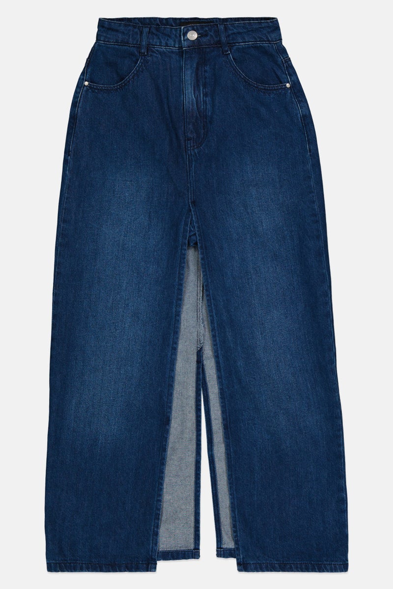 VERO MODA Women Washed Denim Skort, Blue - Image 2