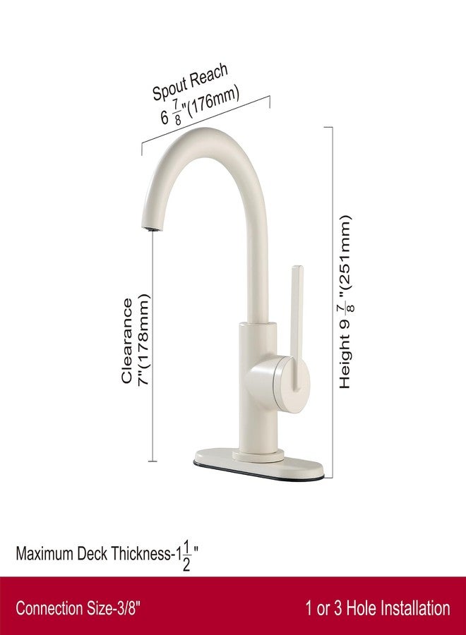 Derengge Bathroom Faucet,Single Handle Bathroom Sink Faucet with Water Supply Line,1 Hole or 3 Hole Lavatory Vantity Faucet with Pop-up Drain,Warm White Finished,F-1328-WW - Image 2
