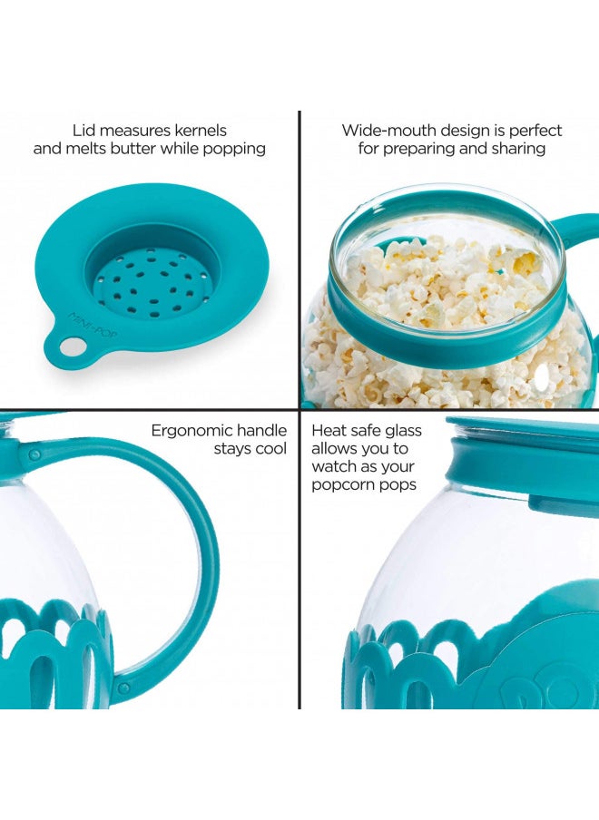 Ecolution Ecolution Patented Micro-Pop Microwave Popcorn Popper with Temperature Safe Glass, 3-in-1 Lid Measures Kernels and Melts Butter, Made Without BPA, Dishwasher Safe, 3-Quart, Teal  - Image 5