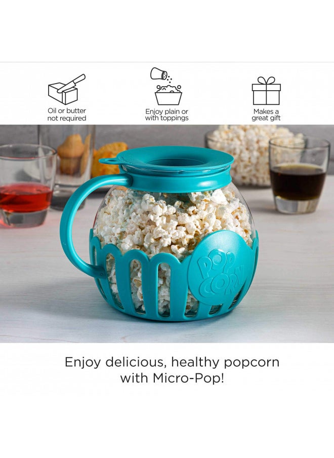 Ecolution Ecolution Patented Micro-Pop Microwave Popcorn Popper with Temperature Safe Glass, 3-in-1 Lid Measures Kernels and Melts Butter, Made Without BPA, Dishwasher Safe, 3-Quart, Teal  - Image 3