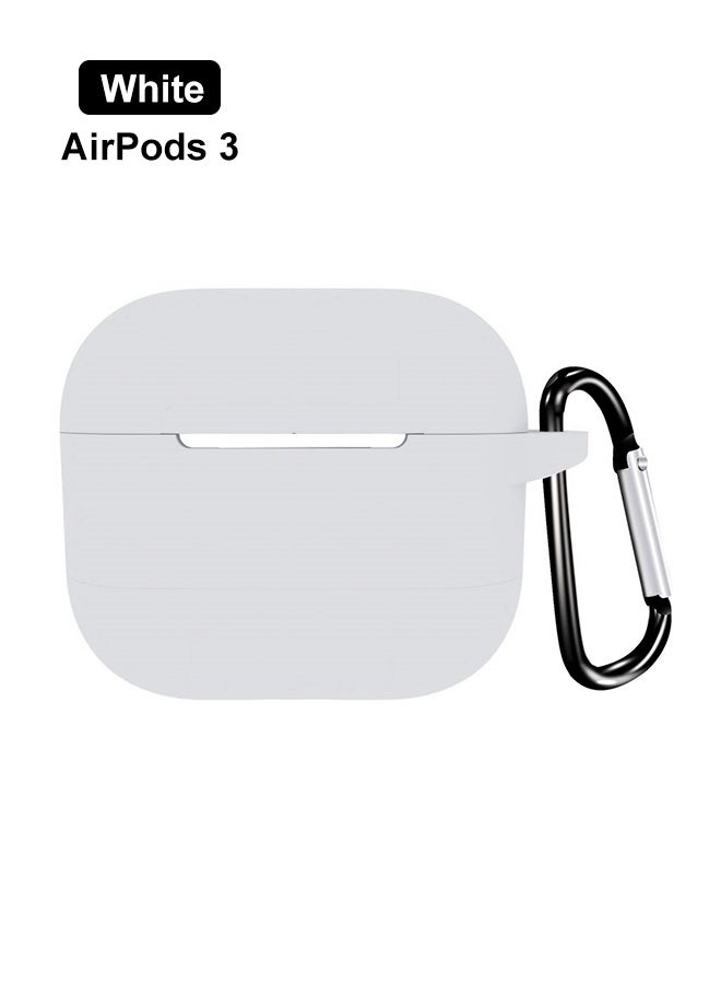 AirPods 3 with keychain protective shell, full body protection, shockproof and lovely soft rubber compatible AirPods third-generation protective shell, white. - Image 1