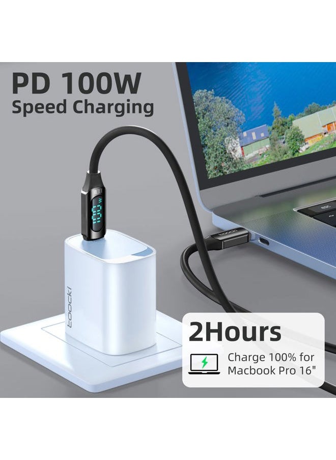 toocki 100W USB C Cable 2 Pack 6.6FT USB C to USB C Cable Silicone Fast Charging USB C to USB C Cable with LED Display for HTC U23 U23 Pro Desire 22 22 Pro 20 Pro U20  - Image 2