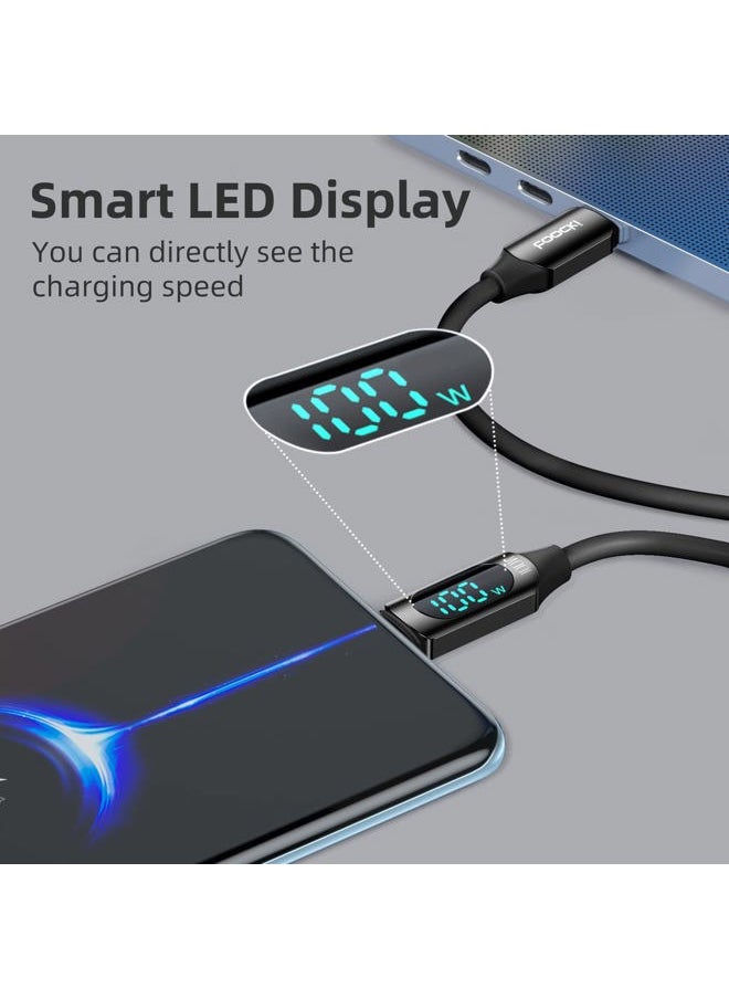 toocki 100W USB C Cable 2 Pack 6.6FT USB C to USB C Cable Silicone Fast Charging USB C to USB C Cable with LED Display for HTC U23 U23 Pro Desire 22 22 Pro 20 Pro U20  - Image 3