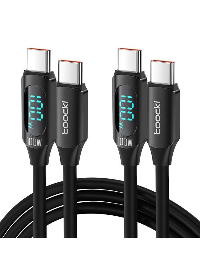 toocki 100W USB C Cable 2 Pack 6.6FT USB C to USB C Cable Silicone Fast Charging USB C to USB C Cable with LED Display for HTC U23 U23 Pro Desire 22 22 Pro 20 Pro U20  - Image 1