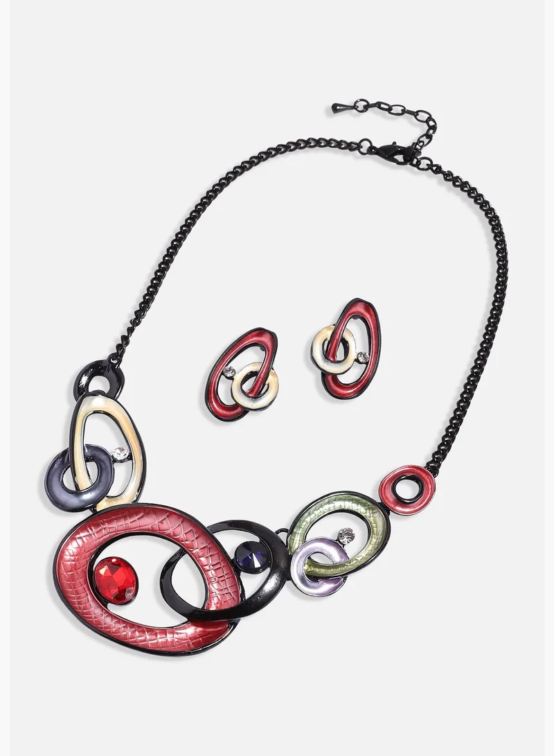SOHI Trendy Designer Stone Party Wear Necklace and Earring Set For Women