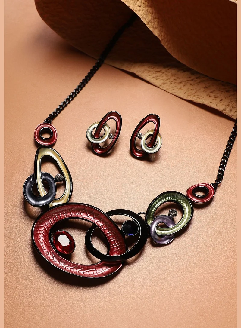SOHI Trendy Designer Stone Party Wear Necklace and Earring Set For Women