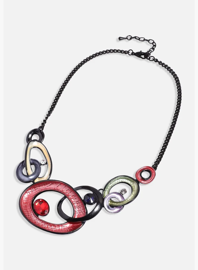 SOHI Trendy Designer Stone Party Wear Necklace and Earring Set For Women