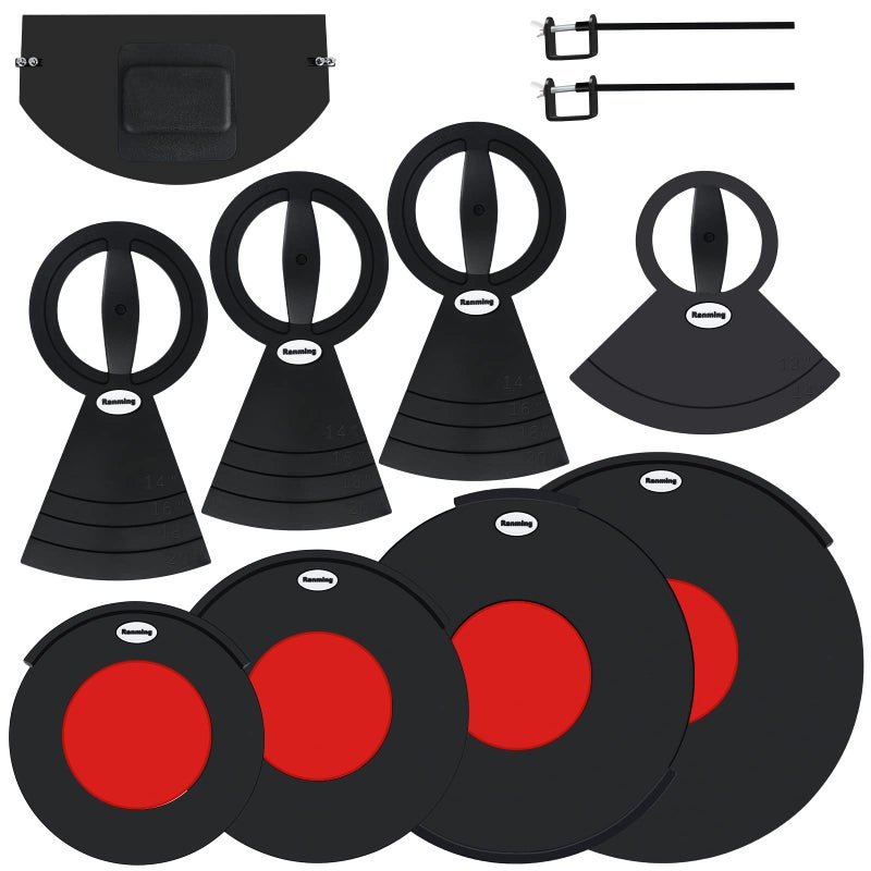 RANMING Drum Mute Pads Silicone Drums Silencer Pad Set Doublelayer Drum Mutes Eliminates Sustain Effectively Reduce 90 Volume with Mutes Sized 10 12 14 16 1 Bass Mute4 Cymbal Mutes 9 pcs