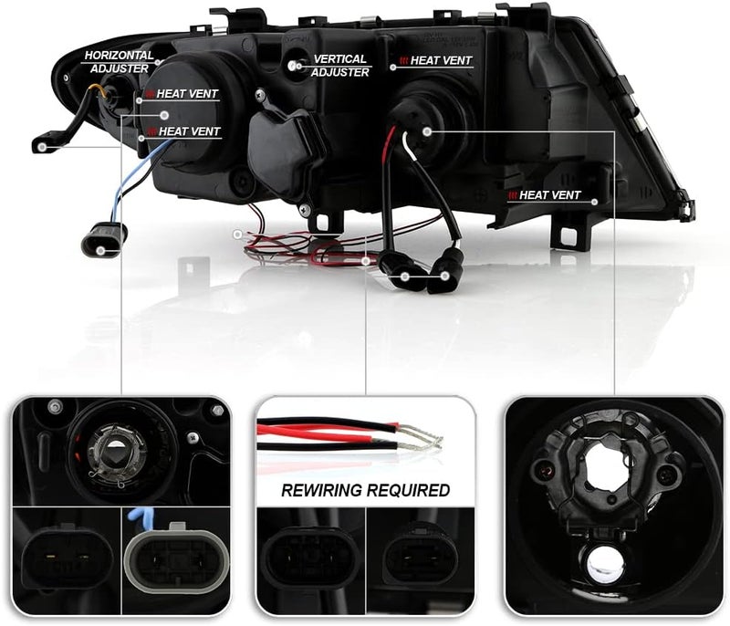 ACANII LED Halo Black Projector Headlights for 2002-2005 BMW E46 Sedan 3-Series - Image 3