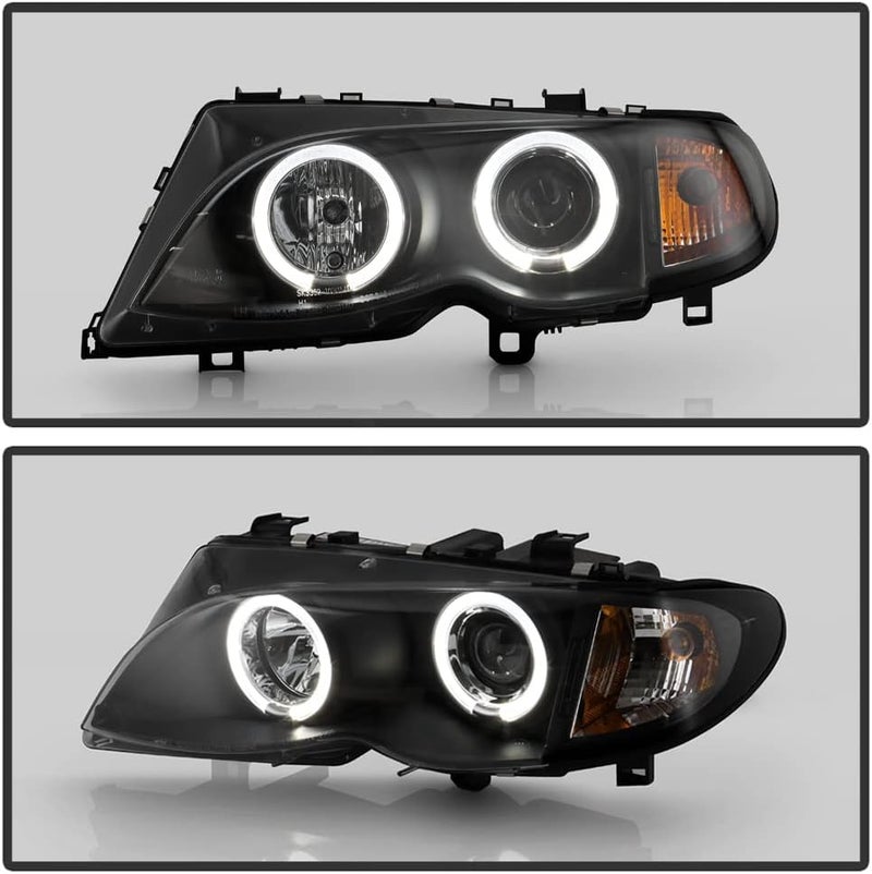 ACANII LED Halo Black Projector Headlights for 2002-2005 BMW E46 Sedan 3-Series - Image 5