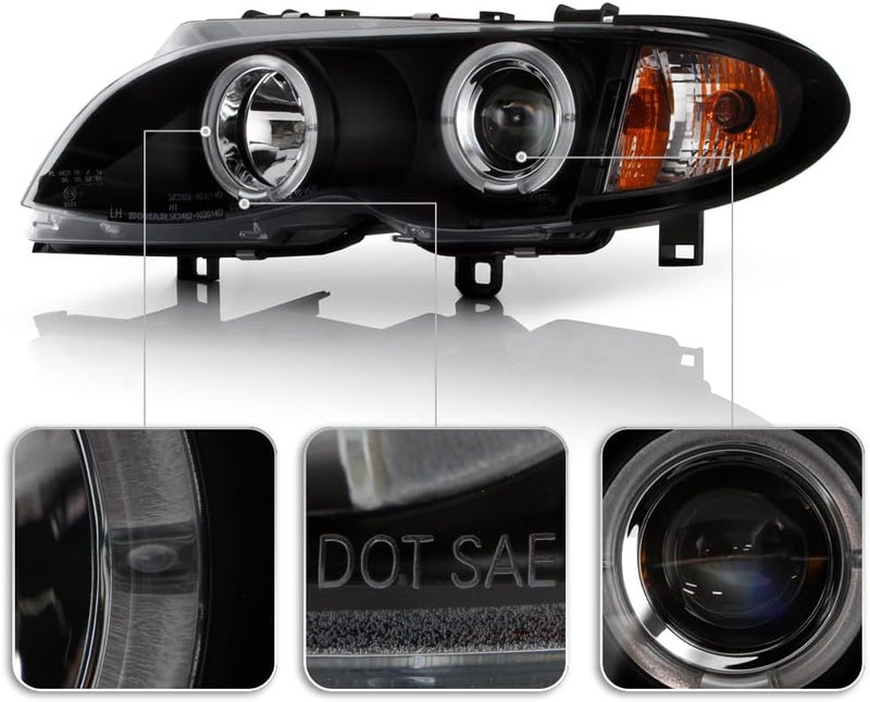 ACANII LED Halo Black Projector Headlights for 2002-2005 BMW E46 Sedan 3-Series - Image 4