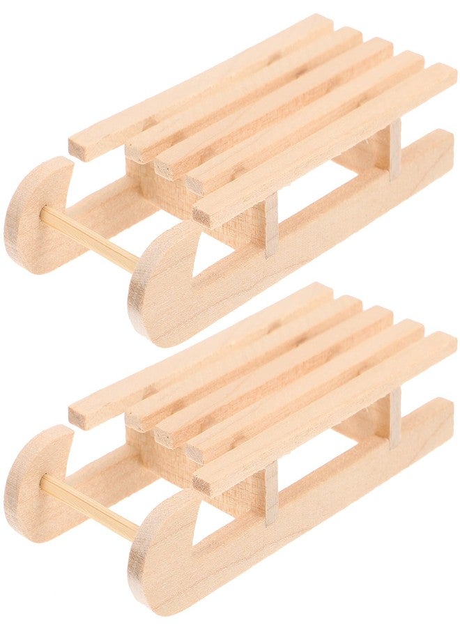 هيليلي مجموعة زينة زلاجة خشبية من قطعتين من هيلي، دمية زلاجة خشبية صغيرة معلقة لتزيين عيد الميلاد، نموذج مشهد زينة لبيت الدمى، زينة للعطلات في عيد الميلاد - Image 1