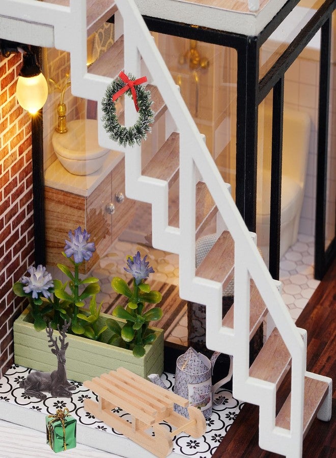 هيليلي مجموعة زينة زلاجة خشبية من قطعتين من هيلي، دمية زلاجة خشبية صغيرة معلقة لتزيين عيد الميلاد، نموذج مشهد زينة لبيت الدمى، زينة للعطلات في عيد الميلاد - Image 3