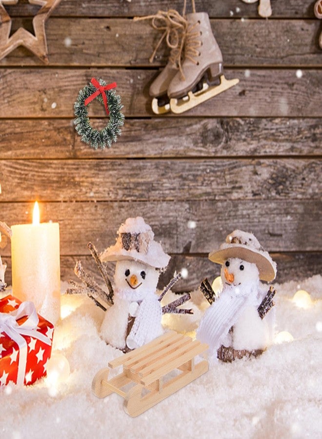 هيليلي مجموعة زينة زلاجة خشبية من قطعتين من هيلي، دمية زلاجة خشبية صغيرة معلقة لتزيين عيد الميلاد، نموذج مشهد زينة لبيت الدمى، زينة للعطلات في عيد الميلاد - Image 2