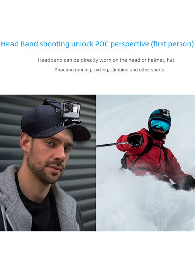 Generic GOPRO Headset Mobile Phone Fixing Bracket 360 Non-slip Three Rubber Head With Sports Camera Trembles Live Broadcast Accessories-Color:Headband  - Image 3
