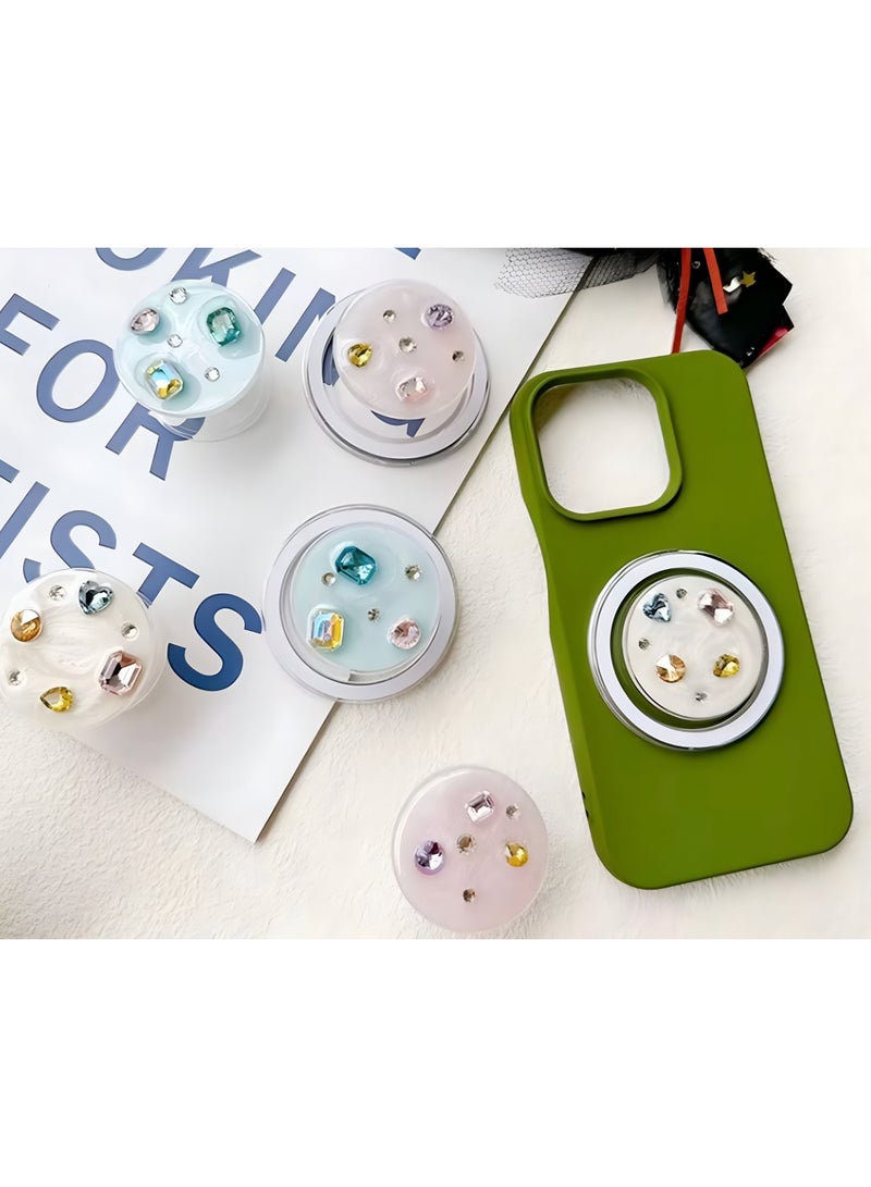 Eminence Voyager Rhinestone Jeweled Phone Grip and Stand | Jeweled Phone Grip Magsafe, Wireless Charging Compatible, with Adapter Ring - Cream  - Image 1