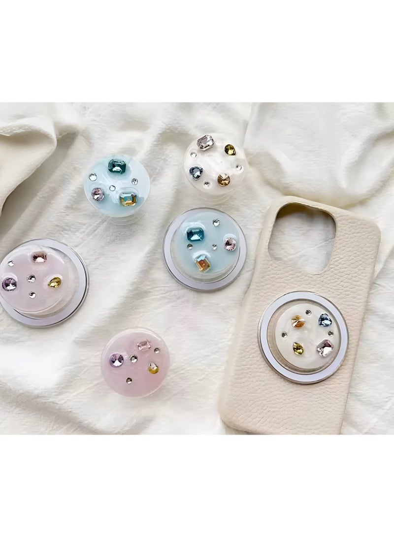 Eminence Voyager Rhinestone Jeweled Phone Grip and Stand | Jeweled Phone Grip Magsafe, Wireless Charging Compatible, with Adapter Ring - Cream  - Image 4