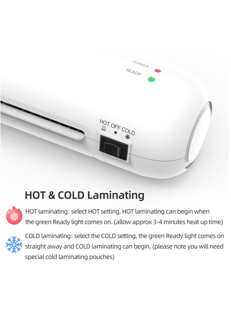 OSMILE - OSMILE SL280 A4/A5/A6 Lamination Machine Laminator Machine Set Hot and Cold Lamination 2 Roller System 9 inches Max Width with Paper Cutter Trimmer Rounder Hole Puncher Binding Hoop (White) - Image 1