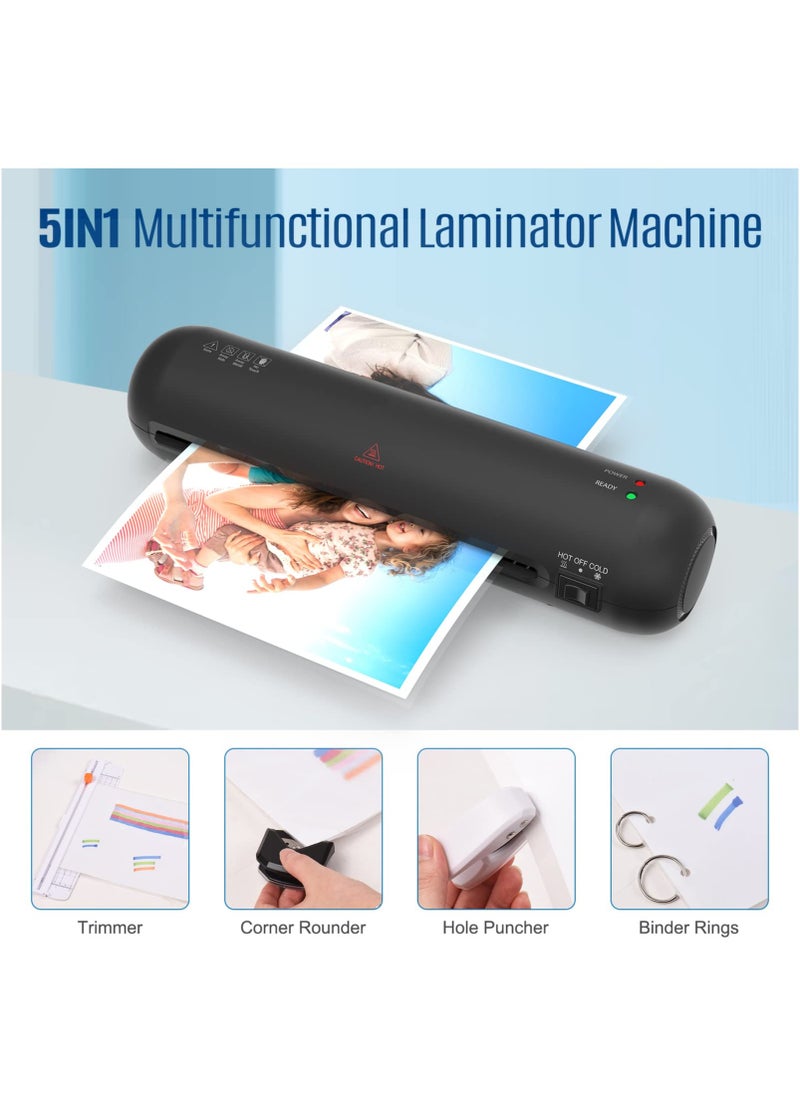 OSMILE - OSMILE SL280 A4/A5/A6 Lamination Machine Laminator Machine Set Hot and Cold Lamination 2 Roller System 9 inches Max Width with Paper Cutter Trimmer Rounder Hole Puncher Binding Hoop (White) - Image 1