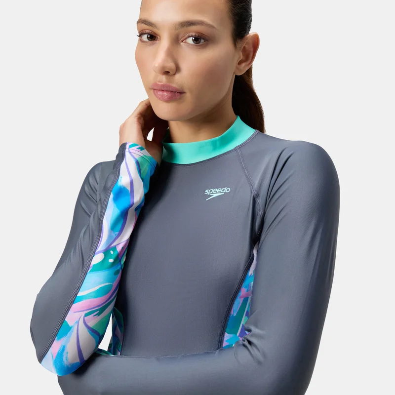 speedo Blue Women's Printed Swimming Rashguard for Women | Best Price UAE