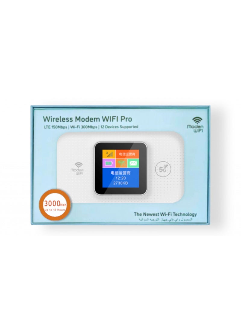 Generic - Mobile WiFi Top Link 4G Wireless Modem LTE 150Mbps WIFi 300Mbps Support to 12 devices long time fast internet Standard Li-io Battery White - Image 1