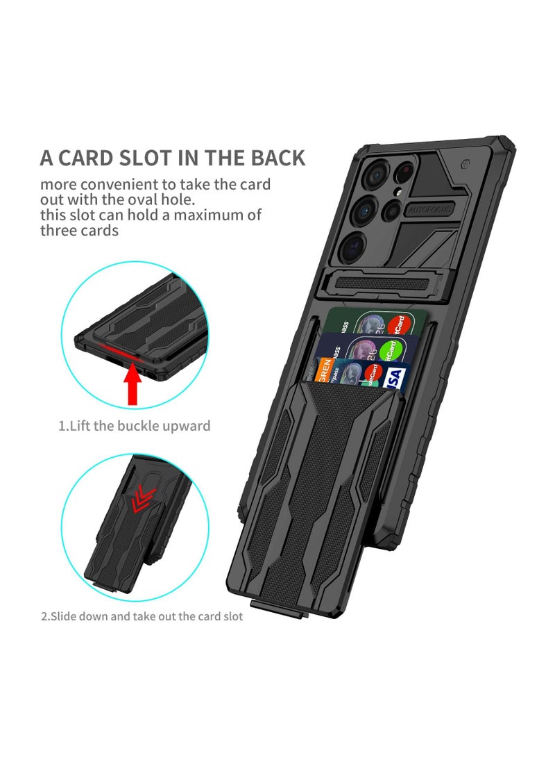 IAF Samsung Galaxy S22 Ultra Case Back Cover Transparent Hard PC Back TPU Bumper Impact Resistant Shockproof Protection S22 Ultra Back Cover Case - Black - Image 3