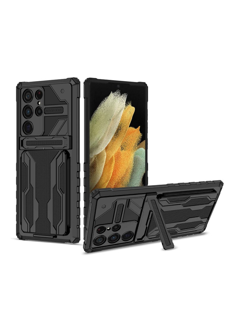 IAF Samsung Galaxy S22 Ultra Case Back Cover Transparent Hard PC Back TPU Bumper Impact Resistant Shockproof Protection S22 Ultra Back Cover Case - Black - Image 1