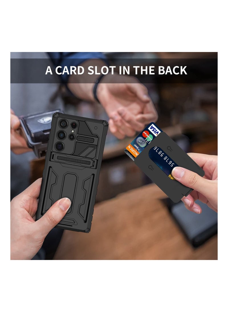 IAF Samsung Galaxy S22 Ultra Case Back Cover Transparent Hard PC Back TPU Bumper Impact Resistant Shockproof Protection S22 Ultra Back Cover Case - Black - Image 2