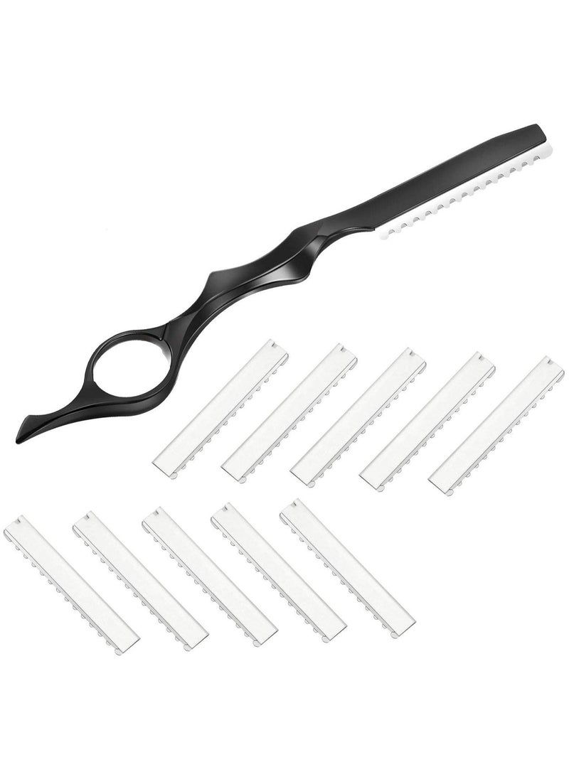 SYOSI 11 Pieces Hair Styling Razor Hair Thinning Comb Hair Texturizing Cutting Razor Comb with Replacement Stainless Steel Razors for Salon Home Use  - Image 1