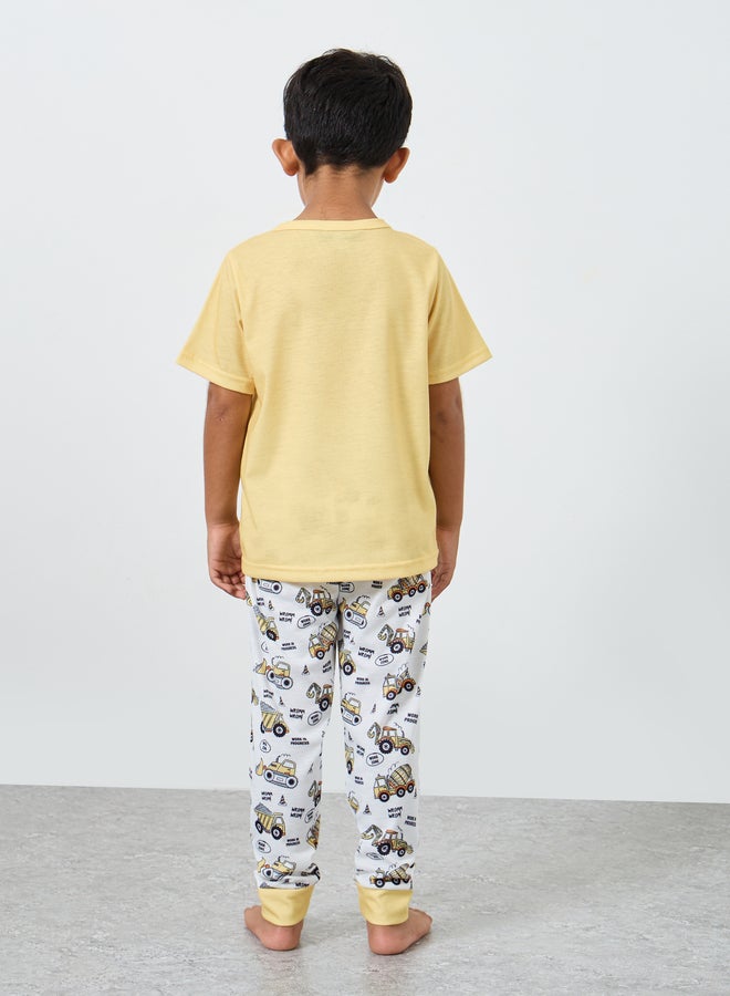 Styli Truck Graphic T-Shirt and Cuffed Pyjama Set - Image 4