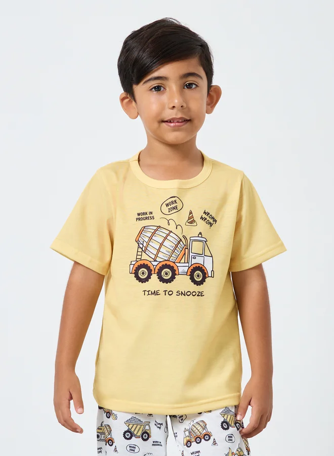 Styli Styli Truck Graphic T-Shirt and Cuffed Pyjama Set
