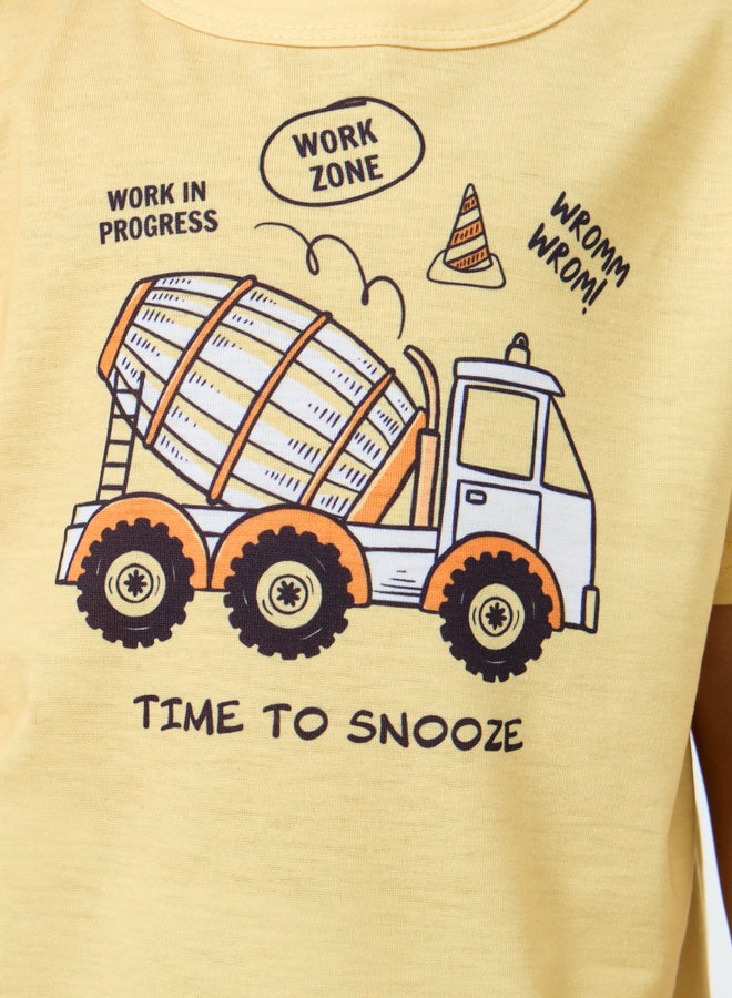 Styli Truck Graphic T-Shirt and Cuffed Pyjama Set - Image 3