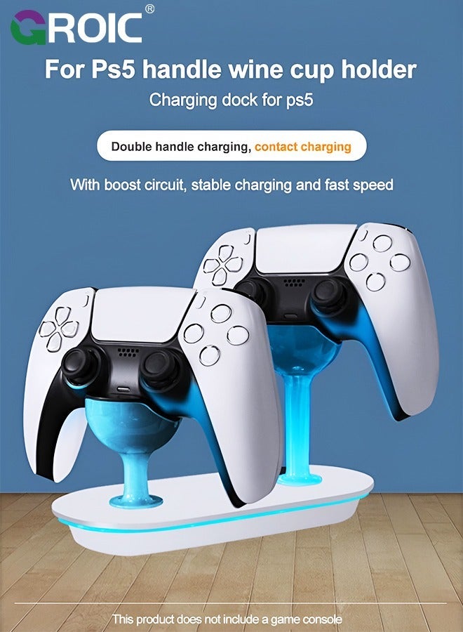 GROIC White PS5 Multifunctional Controller Charging Station with LED, Cooling Base, Dual Charger Docking for Headset Holder  - Image 2