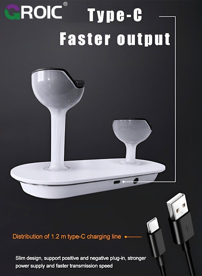 GROIC White PS5 Multifunctional Controller Charging Station with LED, Cooling Base, Dual Charger Docking for Headset Holder  - Image 5