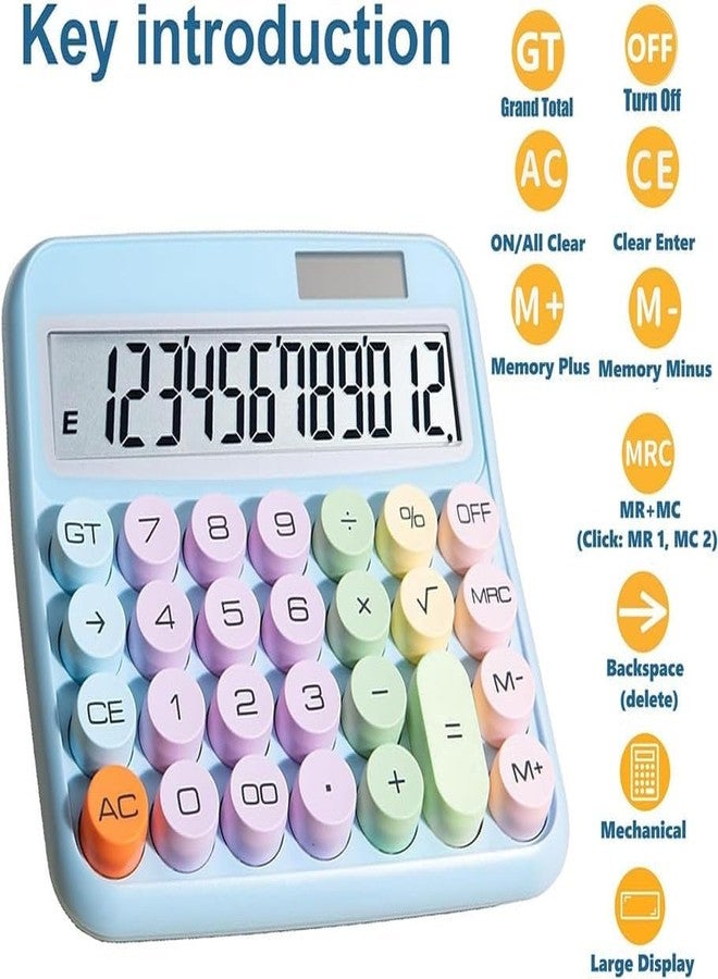 JMC Calculator 12 Digit Extra Large 5-Inch LCD Display, Big Buttons Easy to Press Use as Office Calculators Desktop, 15°Tilt Screen for Kids Calculator-Multicolor - Image 2