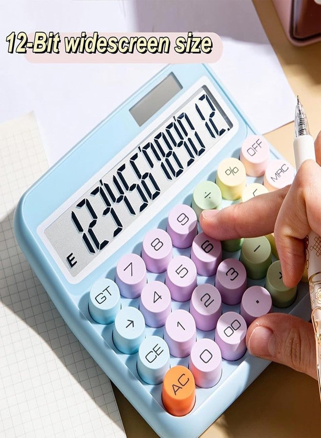 JMC Calculator 12 Digit Extra Large 5-Inch LCD Display, Big Buttons Easy to Press Use as Office Calculators Desktop, 15°Tilt Screen for Kids Calculator-Multicolor - Image 5