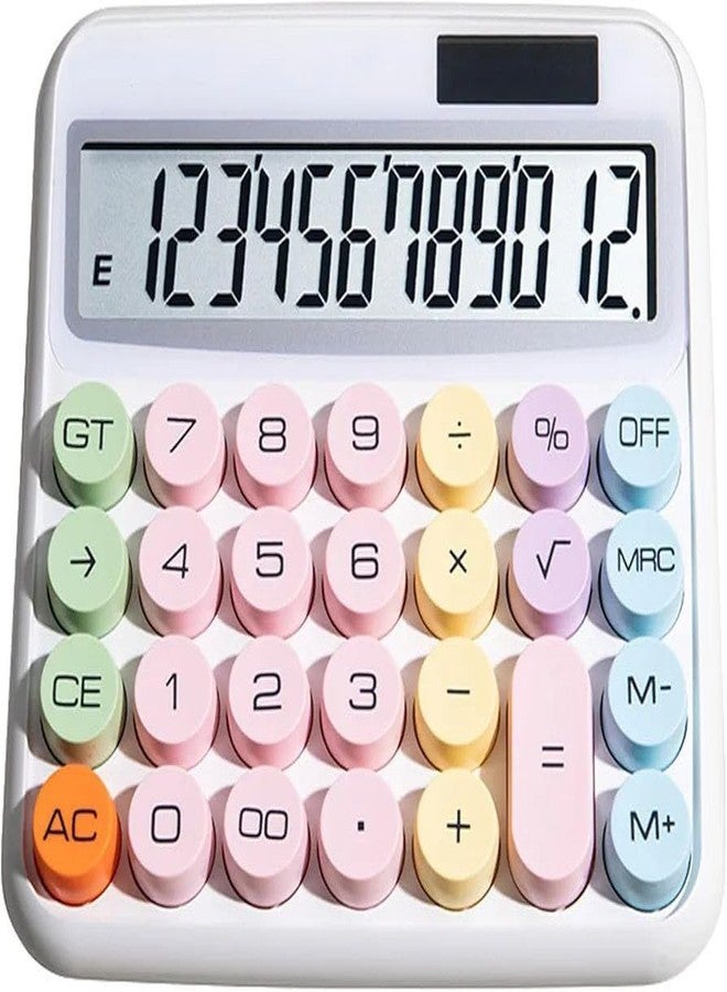 JMC Calculator 12 Digit Extra Large 5-Inch LCD Display, Big Buttons Easy to Press Use as Office Calculators Desktop, 15°Tilt Screen for Kids Calculator-Multicolor - Image 1