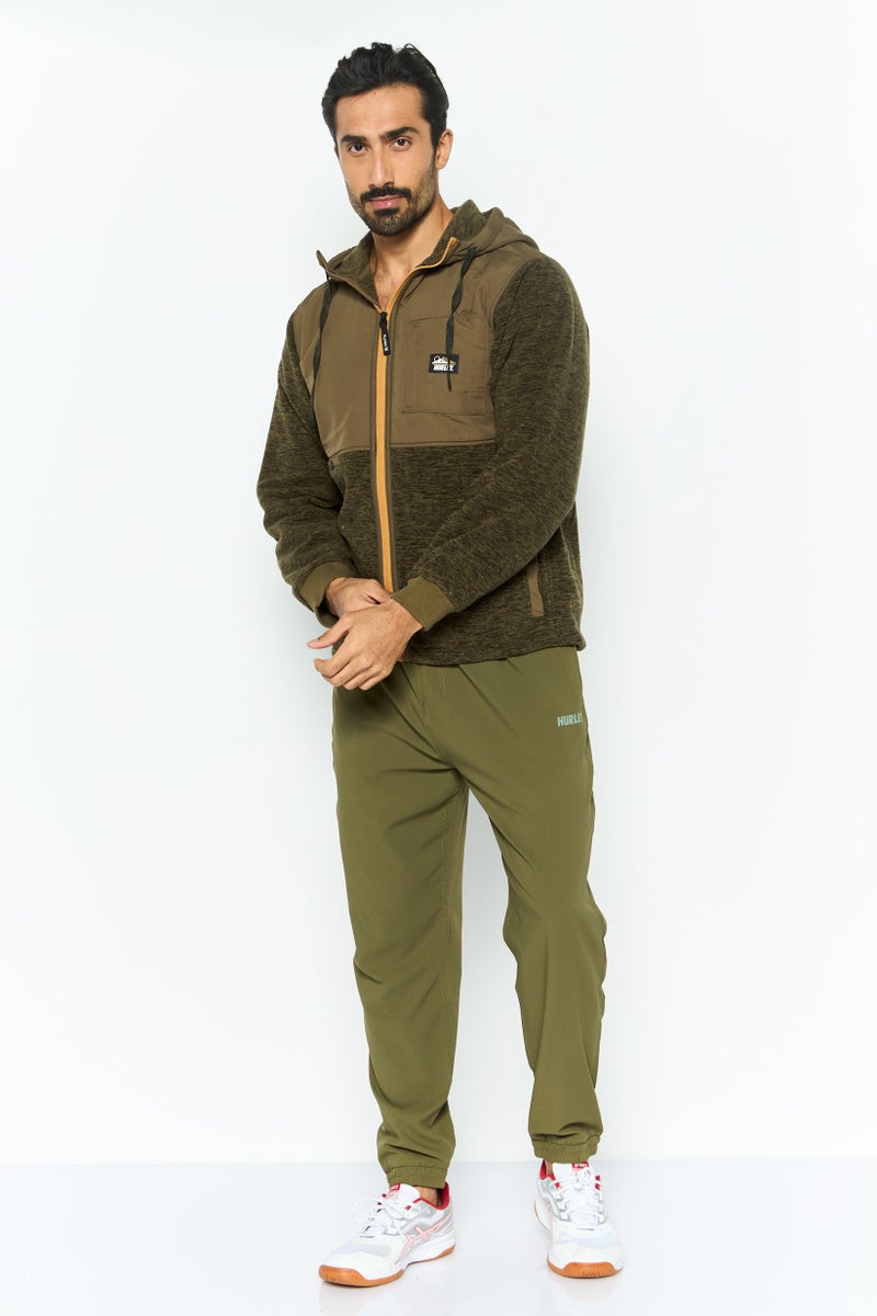 Hurley Men Sportswear Fit Outdoor Hooded Jacket, Olive - Image 3