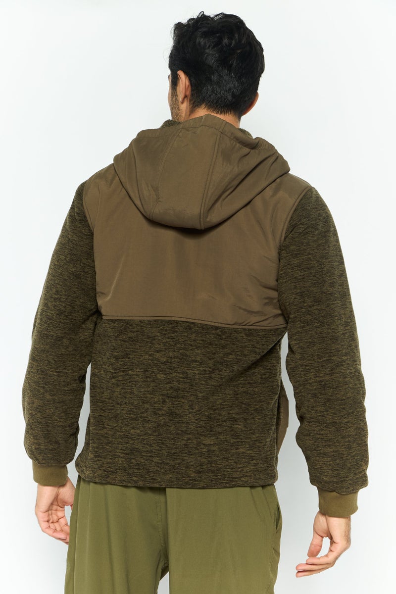 Hurley Men Sportswear Fit Outdoor Hooded Jacket, Olive - Image 2