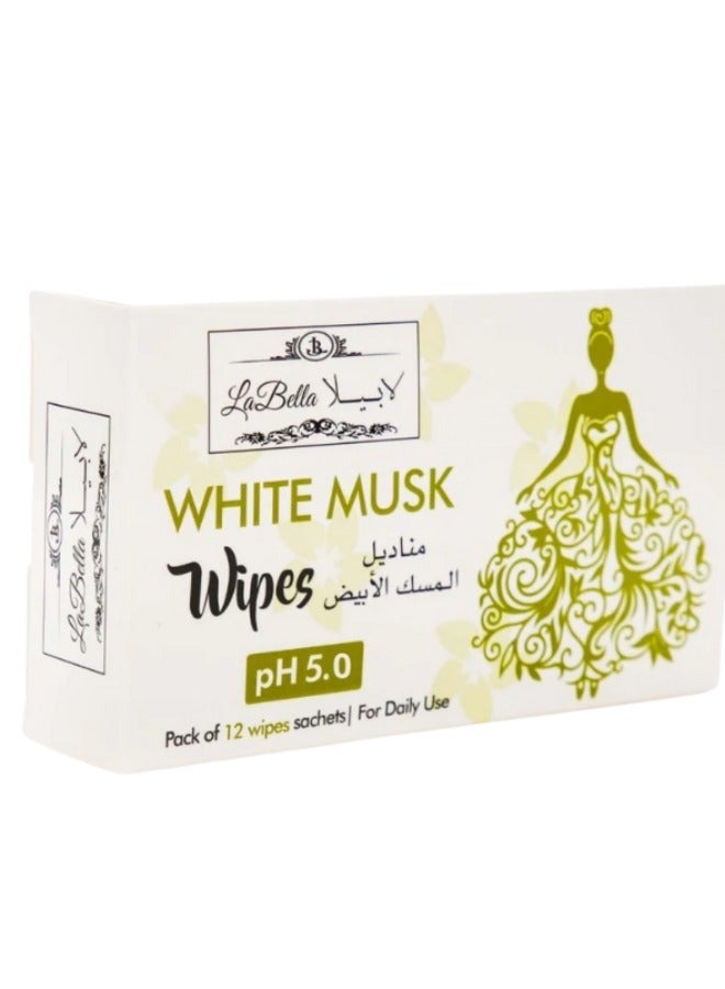لا بيلا مناديل نسائية بالمسك الأبيض 12 حبة – نظافة وانتعاش في أي وقت - Image 1