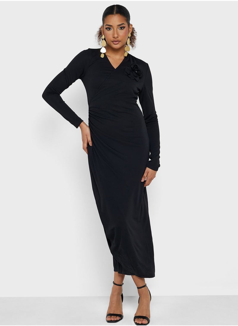 Montania Floral Applique Wrap Dress  - Image 4