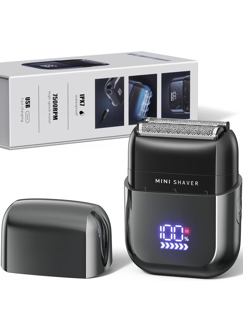 Telfun Mini Electric Foil Shavers for Men, Portable Men's Travel Facial Hair Groomer, USB-C Electric Beard Shaver with Full Body Waterproof & Big LED Display, Close Face Shaver for Head, Beard, & Neck - Image 1