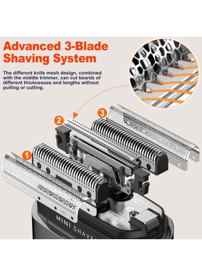 Telfun Mini Electric Foil Shavers for Men, Portable Men's Travel Facial Hair Groomer, USB-C Electric Beard Shaver with Full Body Waterproof & Big LED Display, Close Face Shaver for Head, Beard, & Neck - Image 2