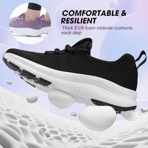 ZOVE Wide Toe Box Shoes Women Extra Wide Width Sneakers Ultra Light Road Running Shoes Non-Slip Tennis Sneakers Breathable Walking Athletic 8803 Black 38 - Image 4