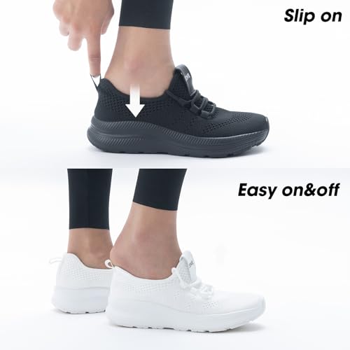 ZOVE Wide Toe Box Shoes Women Extra Wide Width Sneakers Ultra Light Road Running Shoes Non-Slip Tennis Sneakers Breathable Walking Athletic 8803 Black 38 - Image 2