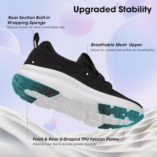 ZOVE Wide Toe Box Shoes Women Extra Wide Width Sneakers Ultra Light Road Running Shoes Non-Slip Tennis Sneakers Breathable Walking Athletic 8803 Black 38 - Image 5