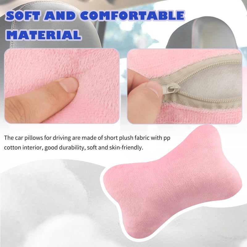 YGDMD 2PCS Car Headrest Pillow,Soft & Comfortable Car Neck Pillow for Driving Fatigue Relieve,All-Season Universal Cars Head Rest Pillows Automotive Interlor Accessorles for Cars (Pink/2PCS) - Image 4