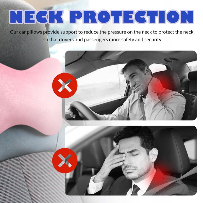 YGDMD 2PCS Car Headrest Pillow,Soft & Comfortable Car Neck Pillow for Driving Fatigue Relieve,All-Season Universal Cars Head Rest Pillows Automotive Interlor Accessorles for Cars (Pink/2PCS) - Image 3