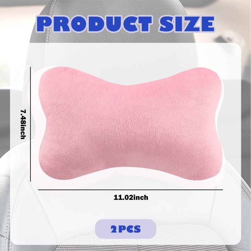 YGDMD 2PCS Car Headrest Pillow,Soft & Comfortable Car Neck Pillow for Driving Fatigue Relieve,All-Season Universal Cars Head Rest Pillows Automotive Interlor Accessorles for Cars (Pink/2PCS) - Image 2